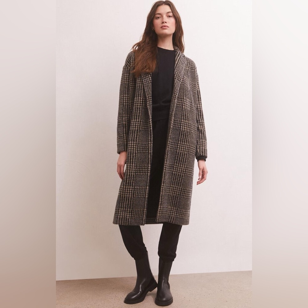 Elegant Women's Checkered Trench Coat